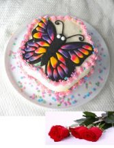 1 kg butterfly cake with 5 roses