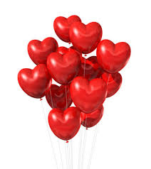 40 heart shaped inflated balloons