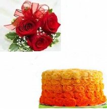 ombre chocolate cake 1 kg with 5 roses