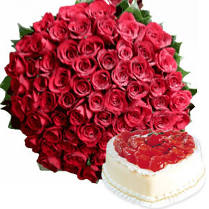 100 red roses in a basket + 1 kg. Pineapple