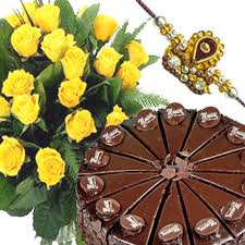 25 roses basket with 1kg cake and rakhi