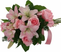 24 pink white roses bouquet