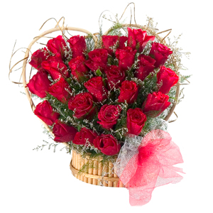 Red roses bouquet.