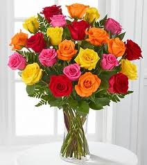 12 mix roses in a vase