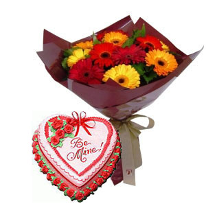 30 Mix gerberas,  1 kg cake