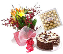 24 Mix flowers bouquet 1 kg cake, 24 pieces Chocolates