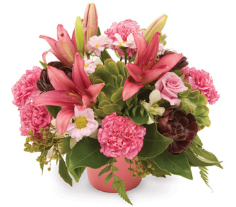 Pink flowers in a basket