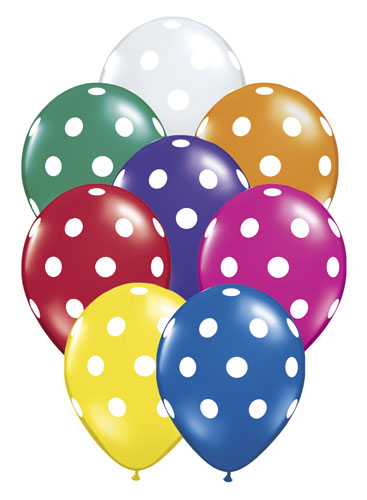 12 polka dot air balloons