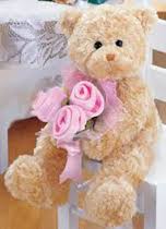 2 feet pink teddy bear with 3 roses