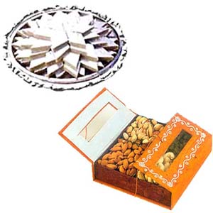 1/2 Kg Dry Fruits with 1/2 Kg Kaju Katli