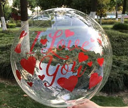 One Clear Reusable bubble balloons with letter Love you on balloons