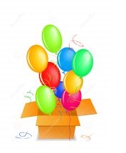 8 Coloured Gas Balloons in a Box