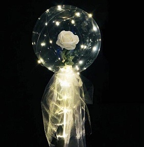 Clear transparent bubble with red rose black wrapping