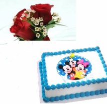 Mickey cake 2 kg with 3 roses