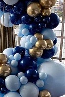 40 dark blue light blue gold air blown small and large balloons