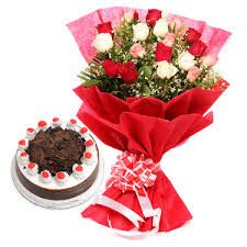 flowers with cake one pound