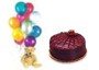 1 ft.teddy with 10 balloons+1/2 kg.chocolate cake