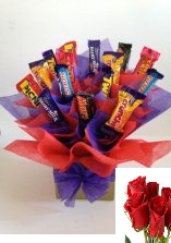 Assorted 15 cadbury chocolates in a bouquet 3 Roses