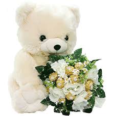 1 foot teddy with 16 ferrero rocher chocolates bouquet