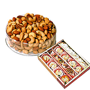 1/2 Kg Dry Fruits with 1/2 Kg sweets
