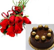 1/2 kg ferrero rocher cake with 6 roses