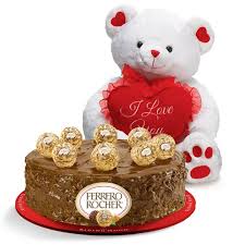 1/2 Kg Ferrero rocher Cake with 6 inch Teddy