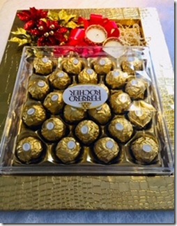 Golden decorated tray with 24 ferrero rocher chocolates