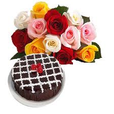 Half kg chocolate Cake 15 mix Roses