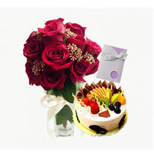 Card Half Kg Fresh fruit cake and 6 Red Roses
