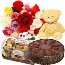 Flowers,1/2 kg Cake, Chocolates with Teddy
