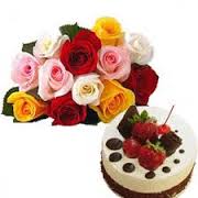 20 mix roses and 1/2 kg chocolate cake
