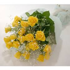 Yellow roses in a bouquet