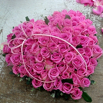 Pink heart with 50 roses