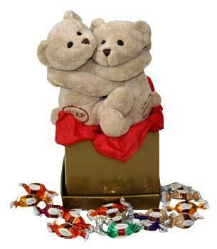2 teddys with candies box not included