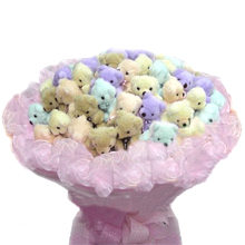 10 teddies mix color bouquet