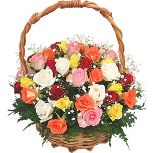 20 roses in a basket