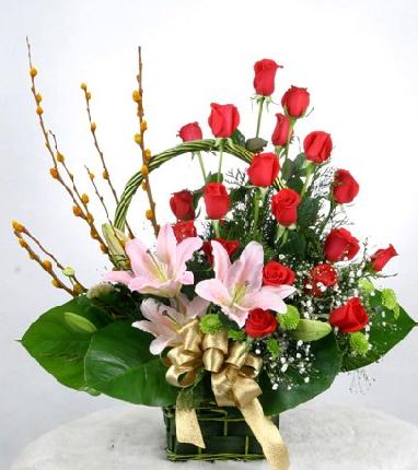 Basket of assorted flowers