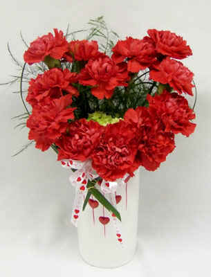 12 carnations vase