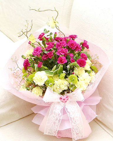Pink white carnation bouquet
