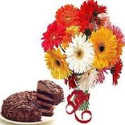 30 mix gerberas  with 1 kg cake