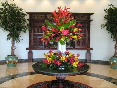 Arrangement with Bird of Paradise,Orchids,Anthuriums 4 feet