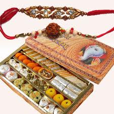 Mix mithai 1/2 kg, rakhi with thali