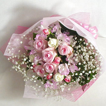 24 pink white roses Bouquet
