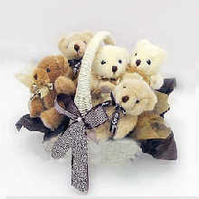 teddies in basket