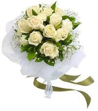 White roses hand bouquet