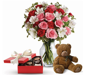 Flowers Bouquet with teddy and chocolates