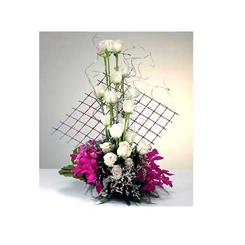Orchids and roses arrangement