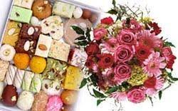 1/2 kg Mithai and Bunch of Assorted 
Flowers