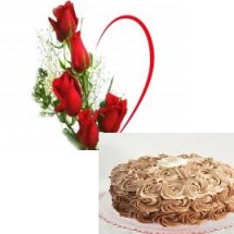 ombre chocolate cake 1 kg with 5 roses