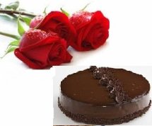 1 kg eggless Chocolate cake with 2 roses free